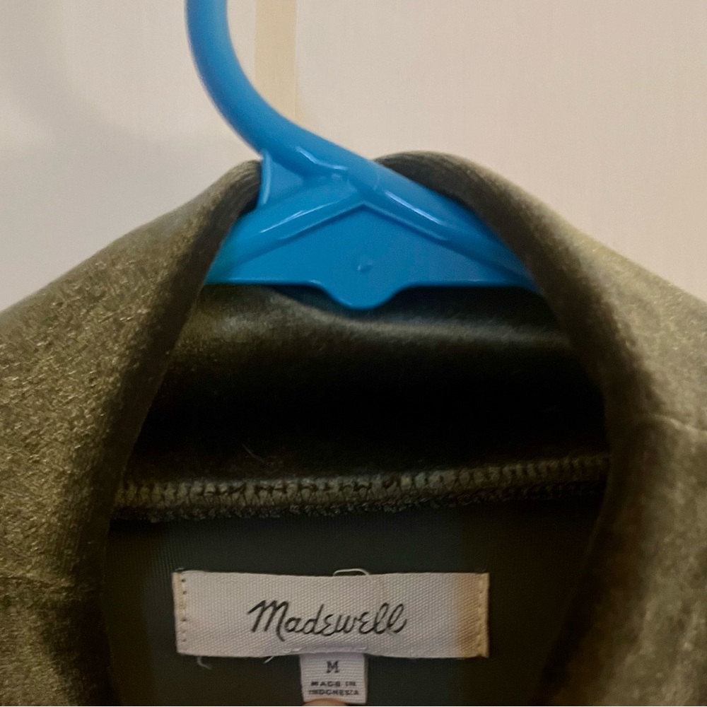 Madewell Olive Velvet Mini Mock Neck Shift Dress Sz M - Picture 3 of 3